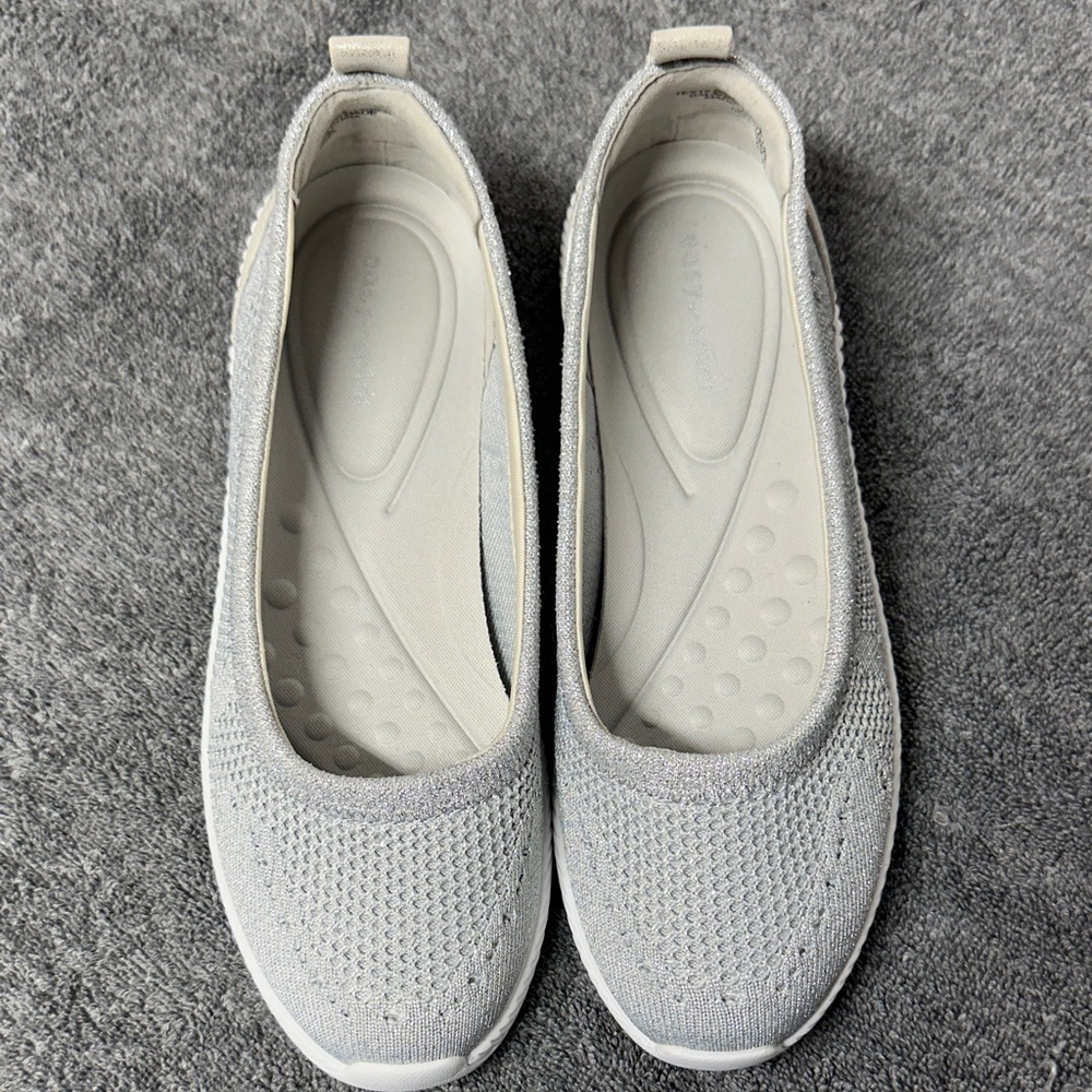 Easy Spirit Glitz Walking Shoes Light silver /Grey Knit Flats